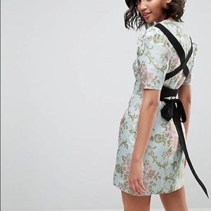 Like New ASOS Premium Tie Back mini dress in Floral Jacquard